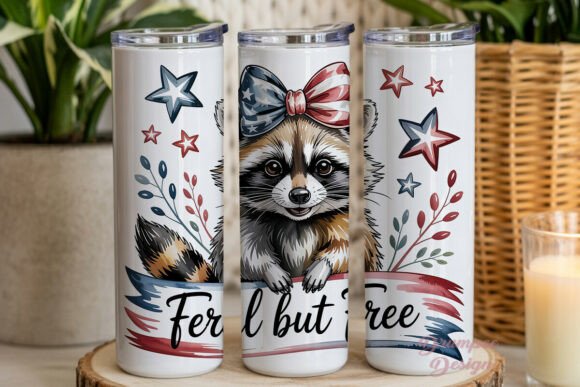 Download Raccoon Patriotic Bow 20oz Tumbler Wrap - Wrap Collection