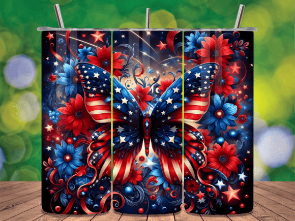 Download Stars and Stripes Floral Tumbler Wrap - Wrap Collection