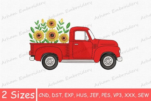 Download Vintage Red Truck with Sunflowers - Vintage red truck Collection