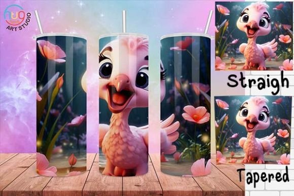 Download Cute Flamingo Cartoon Tumbler Wrap - Wrap Collection