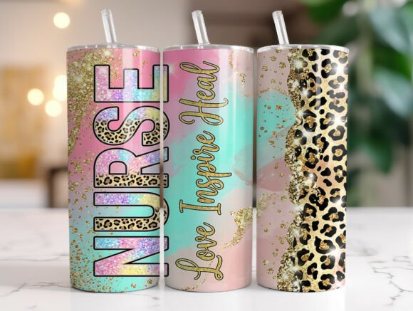 Download Nurse Inspire Heal Glitter Tumbler Wrap - Wrap Collection