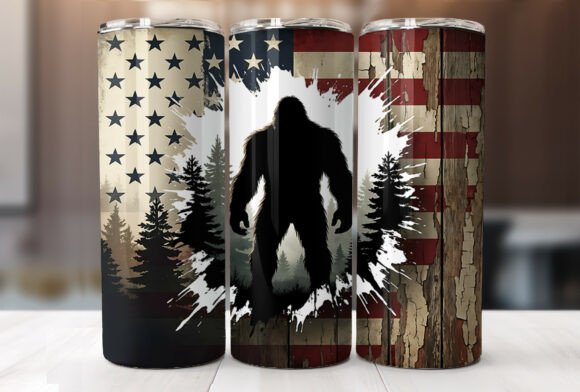 Download 20oz Bigfoot American Flag Tumbler Wrap - Wrap Collection