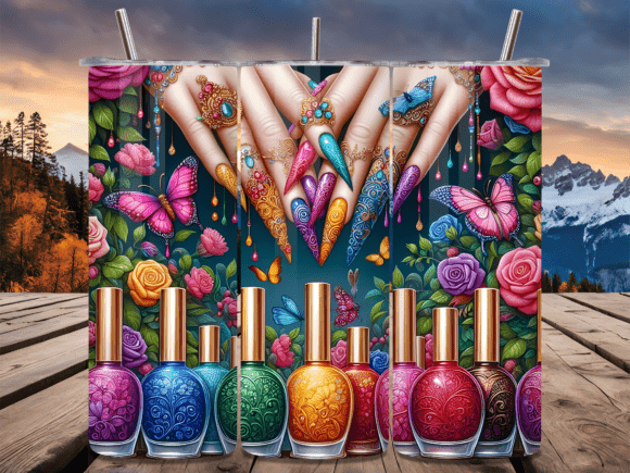 Download Vibrant Nail Polish Boho Tumbler Wrap - Wrap Collection