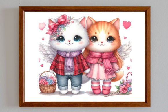 Download Best Watercolor Design of Cat Couple - Watercolor design Collection