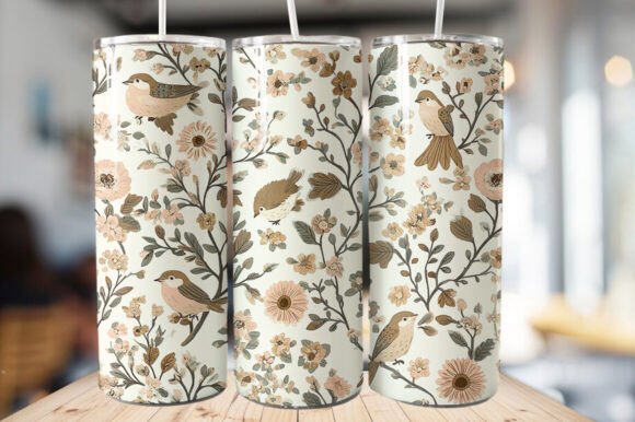 Download Vintage Bird &amp; Flowers Tumbler Wrap - Wrap Collection
