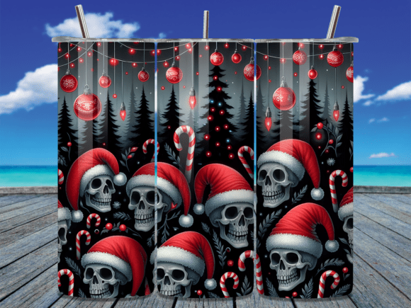 Download Christmas Skulls Holiday Tumbler Wrap - Wrap Collection
