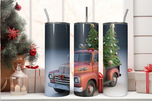 Download Christmas Tumbler Wrap Vintage Red Truck - Wrap Collection