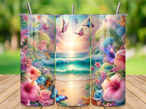 Download Tropical Hibiscus Sea Beach Tumbler Wrap - Wrap Collection