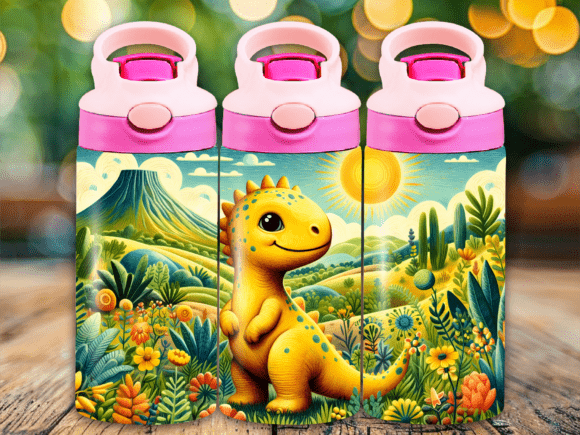 Download Cute Dinosaur Flip Top Kids Tumbler Wrap - Wrap Collection