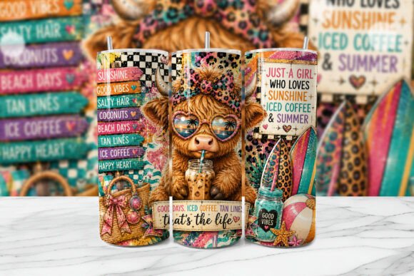 Download Summer Highland Cow Tumbler Wrap PNG - Wrap Collection