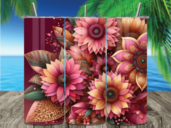 Download Leopard Pink Floral Boho Tumbler Wrap - Wrap Collection