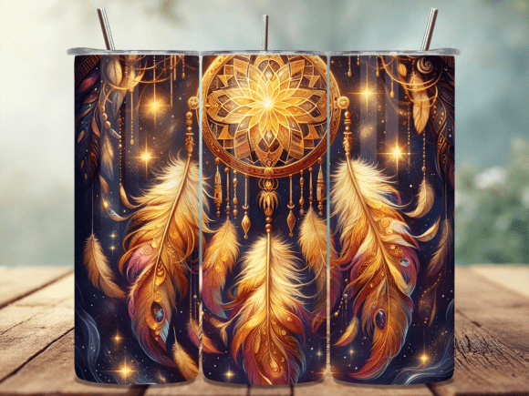 Download Gold Dreamcatcher Boho Tumbler Wrap PNG - Wrap Collection