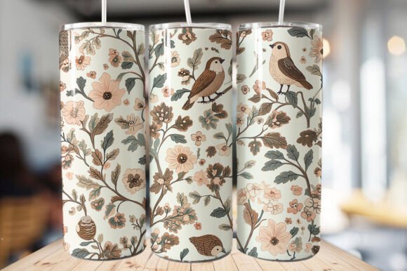 Download Vintage Bird &amp; Flowers Tumbler Wrap - Wrap Collection