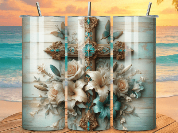 Download Christian Cross and Floral Tumbler Wraps - Wrap Collection