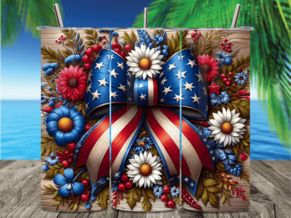 Download American Flag Patriotic Bow Tumbler Wrap - Wrap Collection