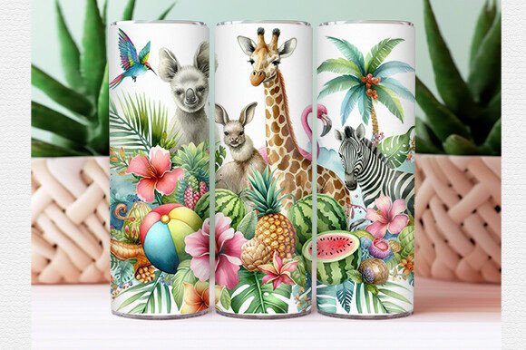 Download Watercolor Tropical Animal Tumbler Wrap - Wrap Collection