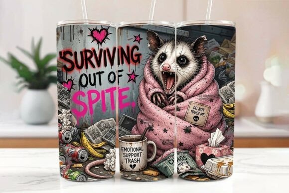 Download Cute Opossum 20oz Skinny Tumbler Wrap - Wrap Collection