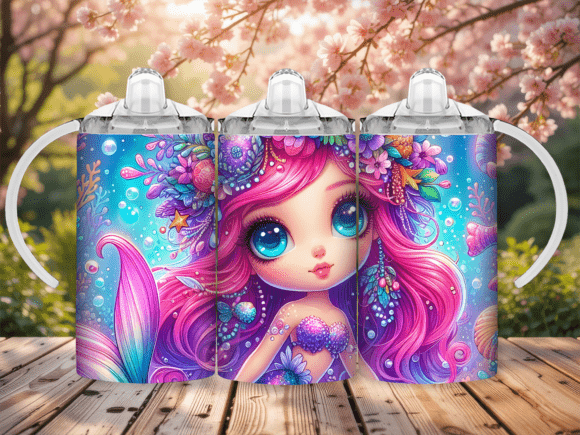 Download Mermaid Hair Sippy Cup Kids Tumbler Wrap - Wrap Collection