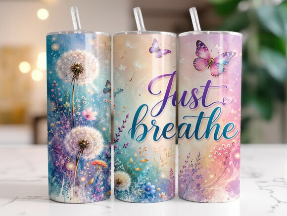 Download Just Breathe Dandelion Tumbler Wraps PNG - Wrap Collection