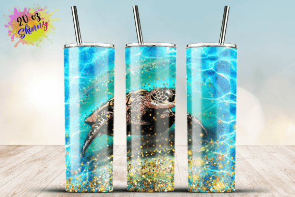 Download Blue Sea Turtle Wrap 20Oz Skinny Tumbler - Wrap Collection