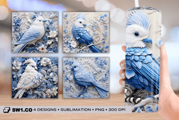 Download 3D Bird Skinny Tumbler Sublimation Wrap - Wrap Collection