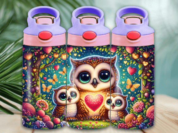 Download Sweet Owl Heart Love Kids Tumbler Wrap - Wrap Collection
