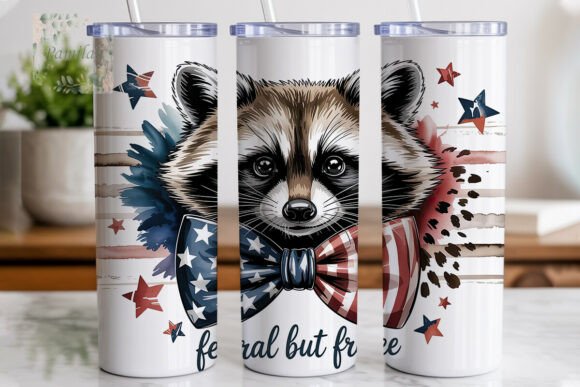Download Patriotic Raccoon Bow Tumbler Wrap - Wrap Collection
