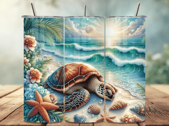 Download Ocean Beach Turtle Tumbler Wrap PNG - Wrap Collection