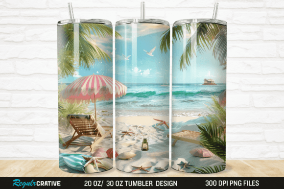 Download 3D Beach Life Vacation Tumbler Wrap PNG - Wrap Collection