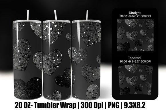 Download Black Valentine Heart Tumbler Wrap Png - Wrap Collection