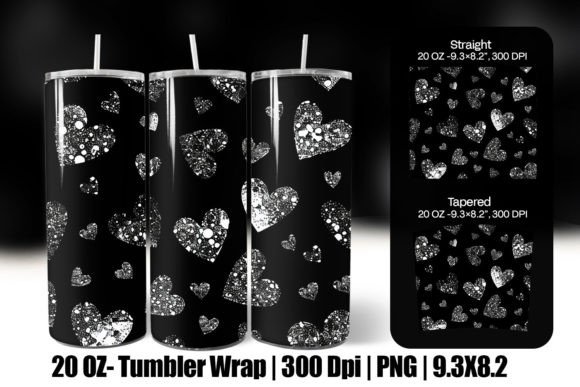 Download Black Valentine Heart Tumbler Wrap Png - Wrap Collection