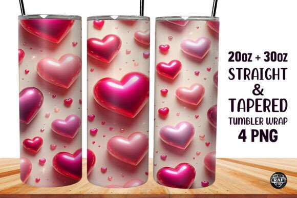 Download 3D Inflated Hearts 20oz Tumbler Wrap Sub - Wrap Collection