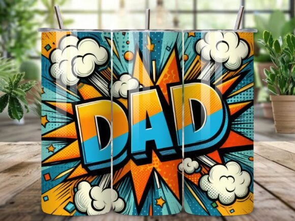 Download Colorful Comic Supper Dad Tumbler Wraps - Wrap Collection