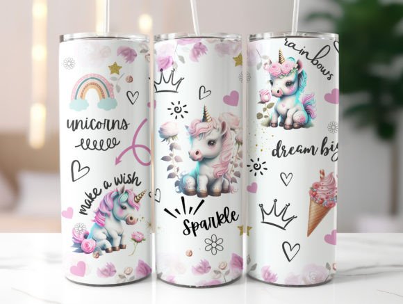 Download Pink Unicorn 20oz Skinny Tumbler Wrap - Wrap Collection