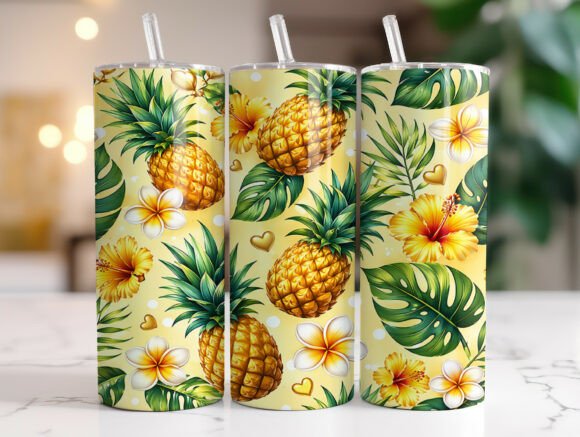 Download Pineapple Plumeria Tropical Tumbler Wrap - Wrap Collection