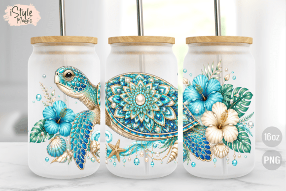 Download Sea Turtle Summer 16 Oz Glass Can Wrap - Wrap Collection