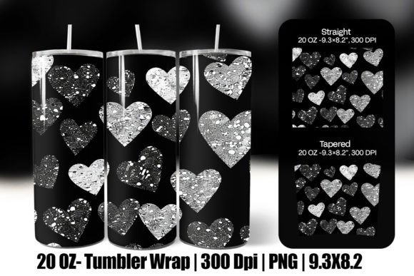 Download Black Valentine Heart Tumbler Wrap Png - Wrap Collection