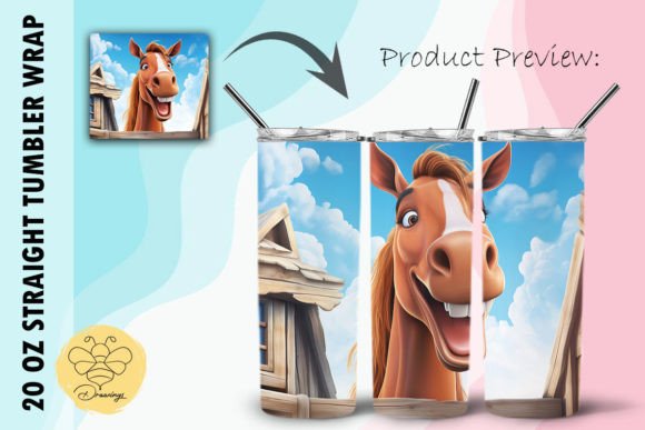 Download Horse Cartoon Tumbler Wrap (05) - Wrap Collection
