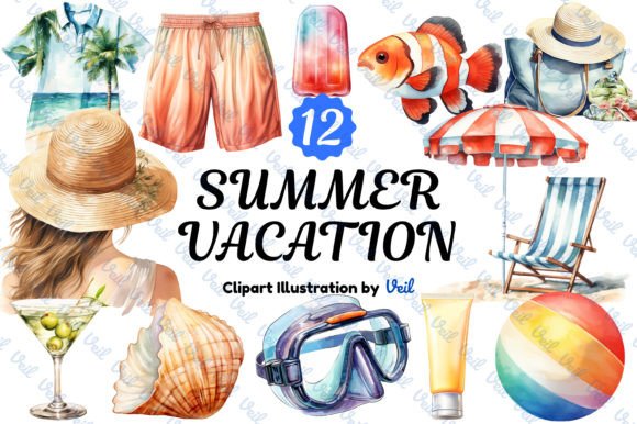 Download Summertime Vacation Watercolor Bundle - Summertime Collection