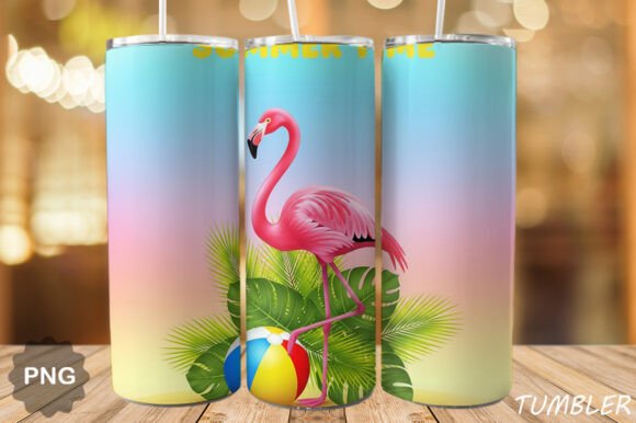 Download Summer Flamingo Beach Tumbler Wrap - Wrap Collection
