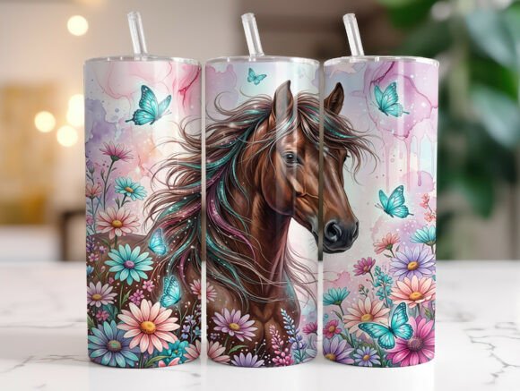 Download Boho Horse Wildflower 20oz Tumbler Wrap - Wrap Collection
