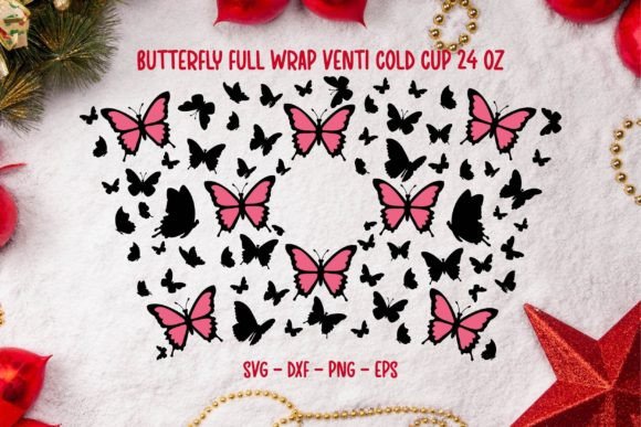 Download Butterfly Full Wrap Venti Cold Cup 24 Oz - Wrap Collection