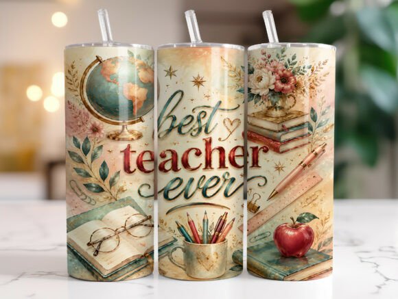 Download Best Teacher Ever Floral Tumbler Wraps - Wrap Collection
