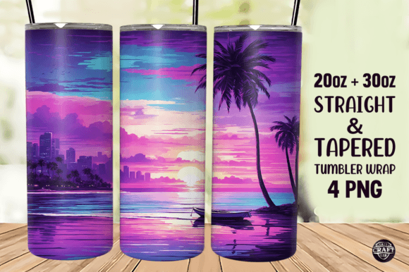 Download Neon Beach Tumbler Wrap 20oz Sublimation - Wrap Collection