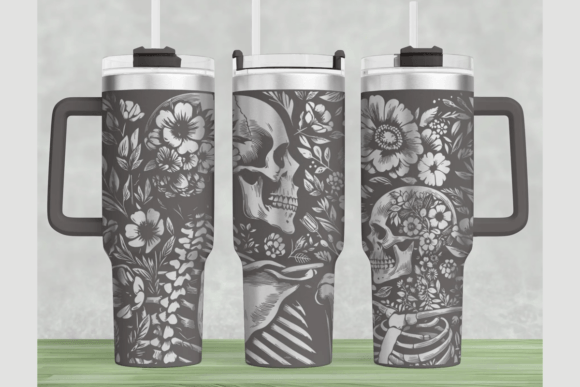 Download Skull Flowers 40oz Laser Tumbler Wrap - Wrap Collection