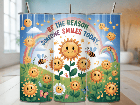 Download Happy Flowers Motivational Tumbler Wrap - Wrap Collection