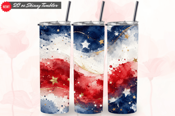 Download Watercolor American Flag Tumbler Wrap PN - Wrap Collection