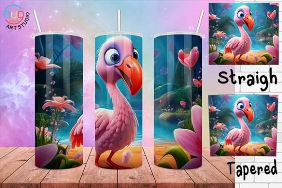 Download Cute Flamingo Cartoon Tumbler Wrap - Wrap Collection