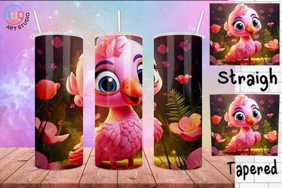 Download Cute Flamingo Cartoon Tumbler Wrap - Wrap Collection