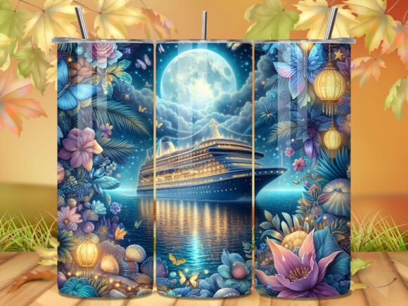 Download Moonlight Cruise Ship Ocean Tumbler Wrap - Wrap Collection